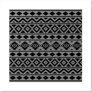 Aztec Essence Pattern Black on Gray Posters and Art